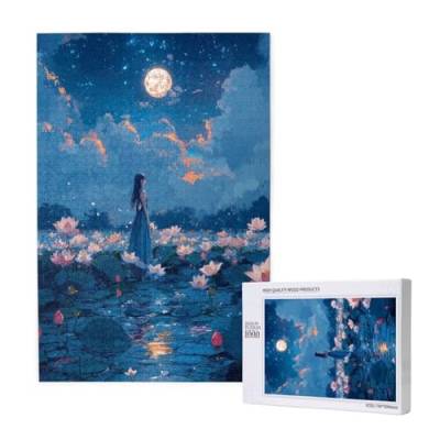 Puzzle Mond,Puzzle 1000 Teile Frau Holzpuzzle Erwachsene mit Geschenkbox und Poster,Schwieriges, Unterhaltsames, Herausforderndes, Geeignet für Anfänger ab 14 Jahren,Geschenke für Männer/Frauen M-1820 von Yeogcohe